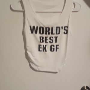 SHEIN White Graphic Crop Tank Top